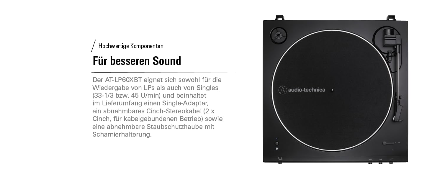 Програвач вінілу Audio-Technica LP60XBTBK з Bluetooth, повністю автоматичний, ремінний привід, стерео, чорний