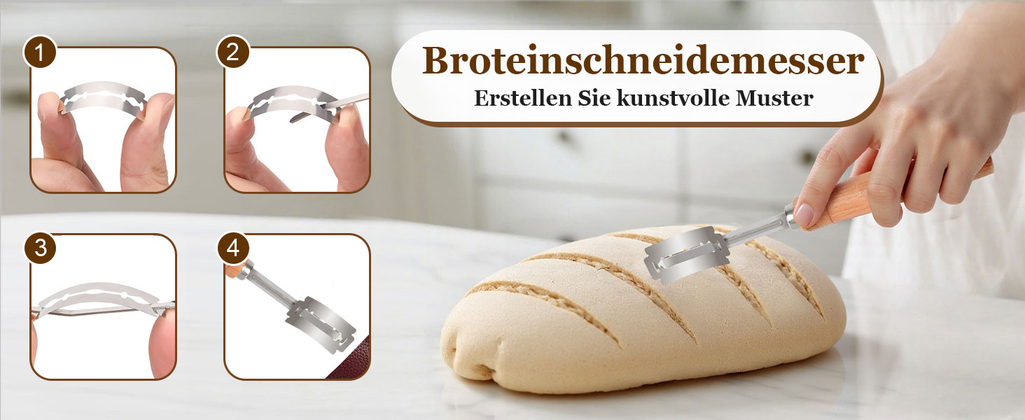 Набір для приготування закваски та випікання хліба SHANNA: корзинка для бродіння, скляна тара, скребок, мішалка, ніж (бамбук, спіральний дизайн)