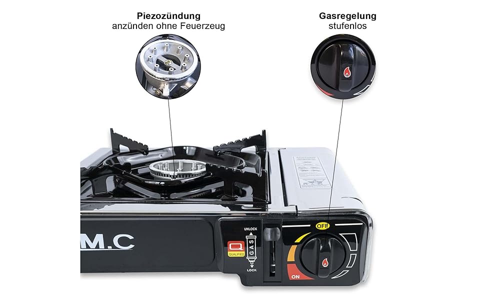 Z.M.C. газовий набір для кемпінгу: 1-ти ремінь, адаптер для LPG, кейс, картриджі 227г, гриль-плита, п'єзозапалювання. Для відпочинку на природі та в приміщенні