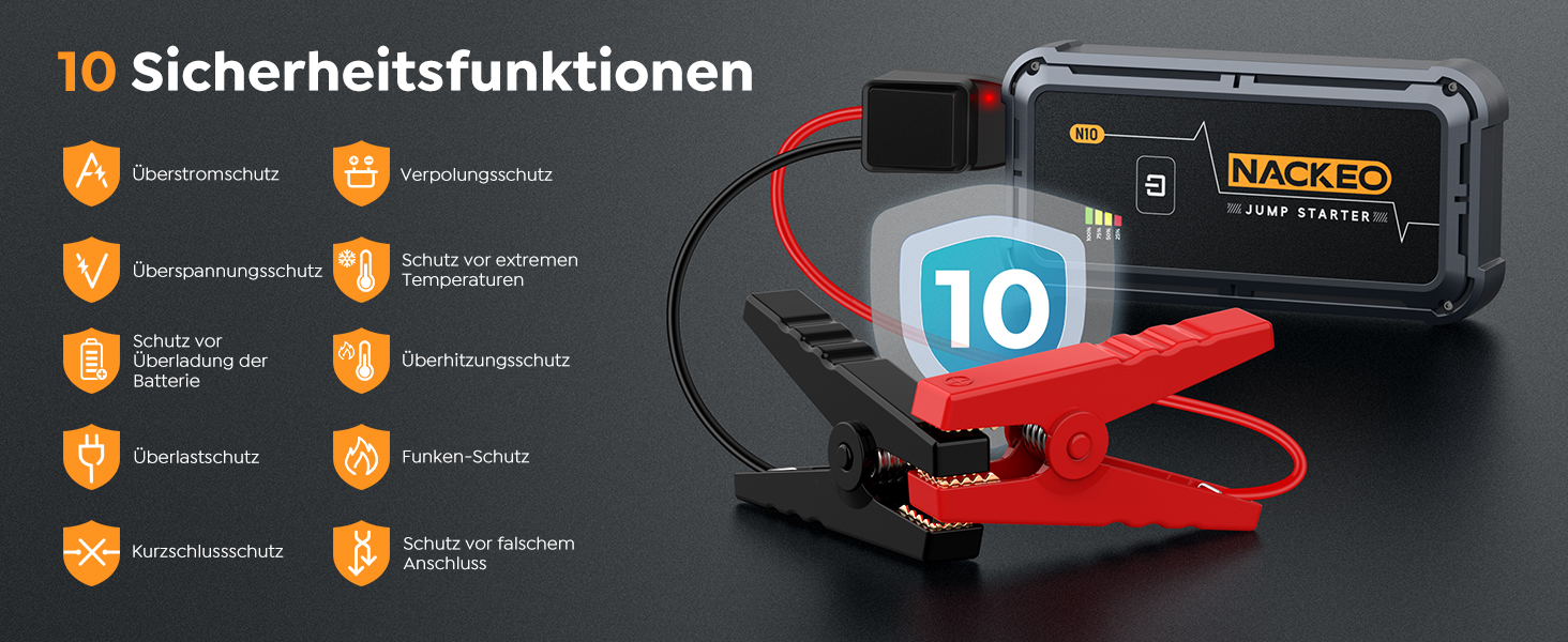 Powerbank для авто 12V Starthilfe 5000A: Зарядний пристрій для автомобіля, SUV, мотоцикла, газонокосарки з LED-ліхтарем