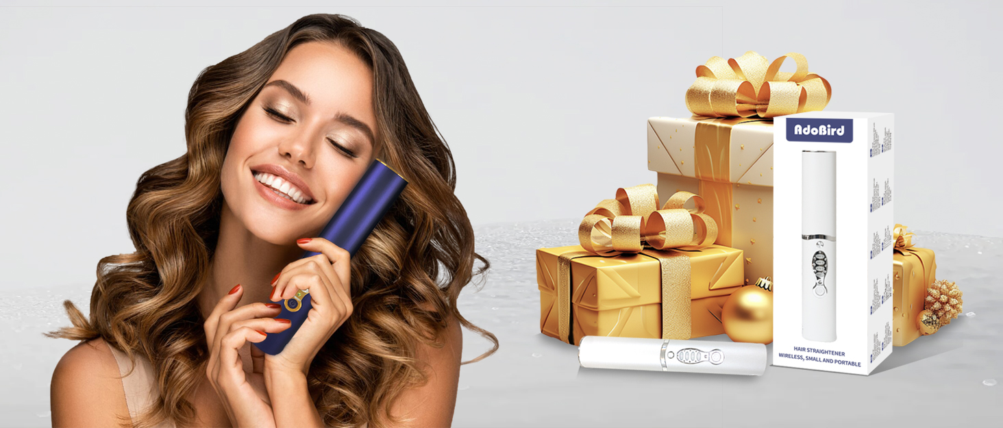 Бездротовий випрямляч для волосся Titan 2-в-1 з акумулятором 5000mAh (щипці-випрямляч, локони) блакитного кольору для всіх типів волосся