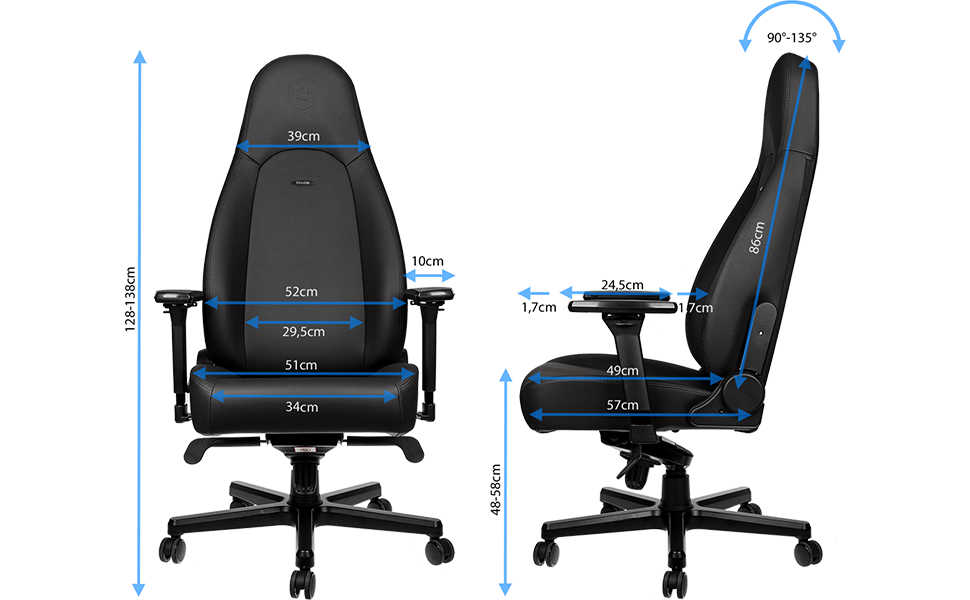 Крісло ігрове Noblechairs ICON Cognac/Schwarz - ергономічне, 150 кг, з подушками