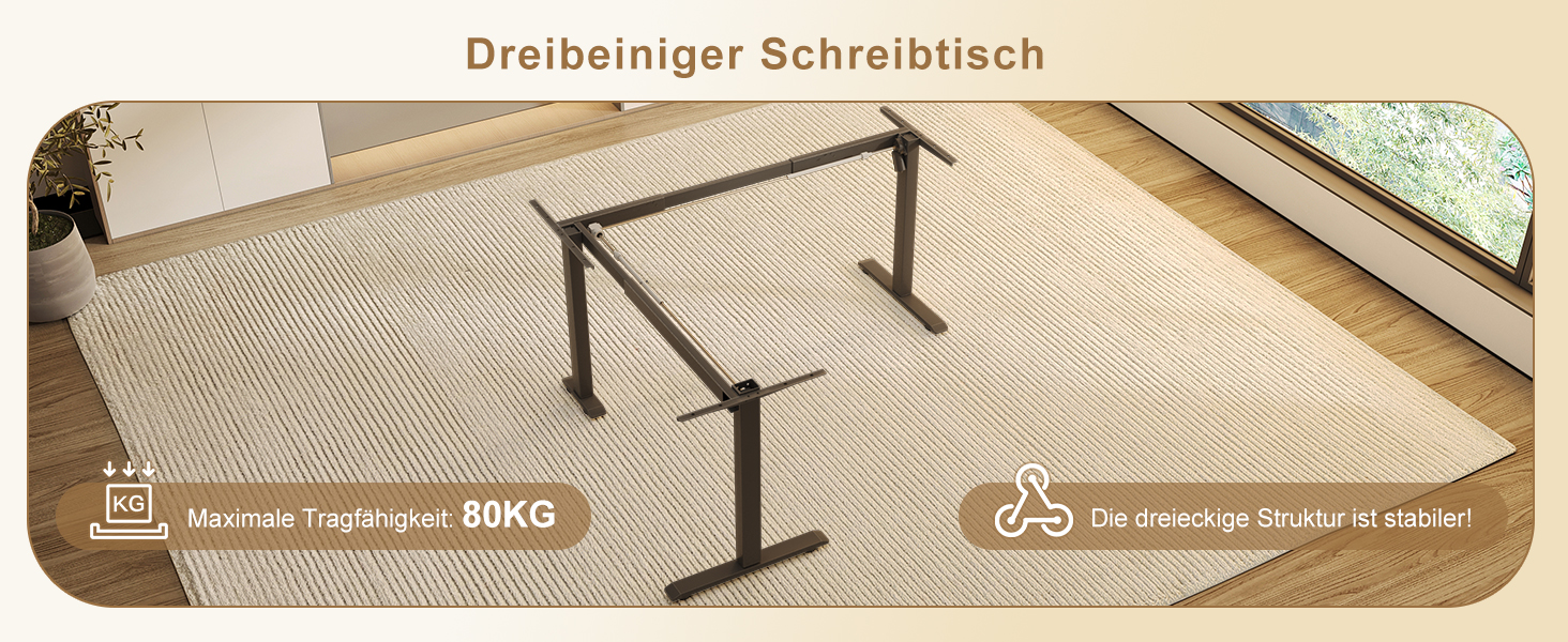 Регульований кутовий стіл 160x140 см з полицею, електропривод, коричневий