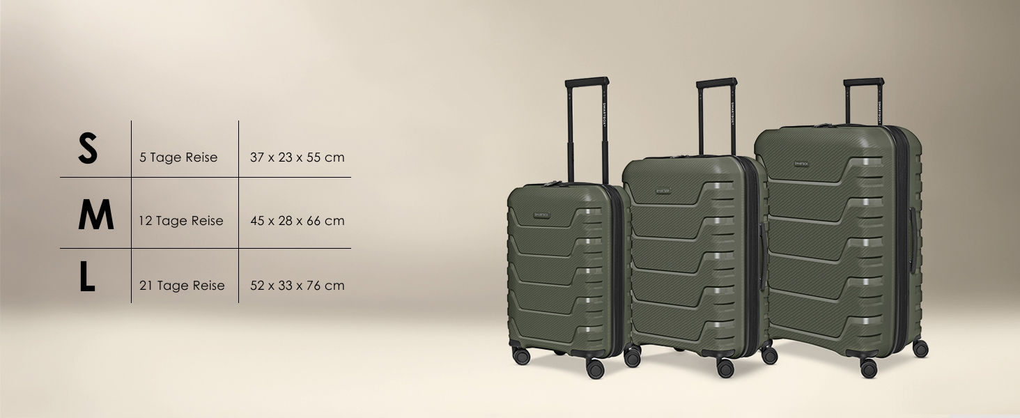 Набір валіз Smartbox Hartschalen 3 шт. | Розширюваний, з TSA-замком, з поліпропілену | Чорний | Для жінок та чоловіків (Edition 01)