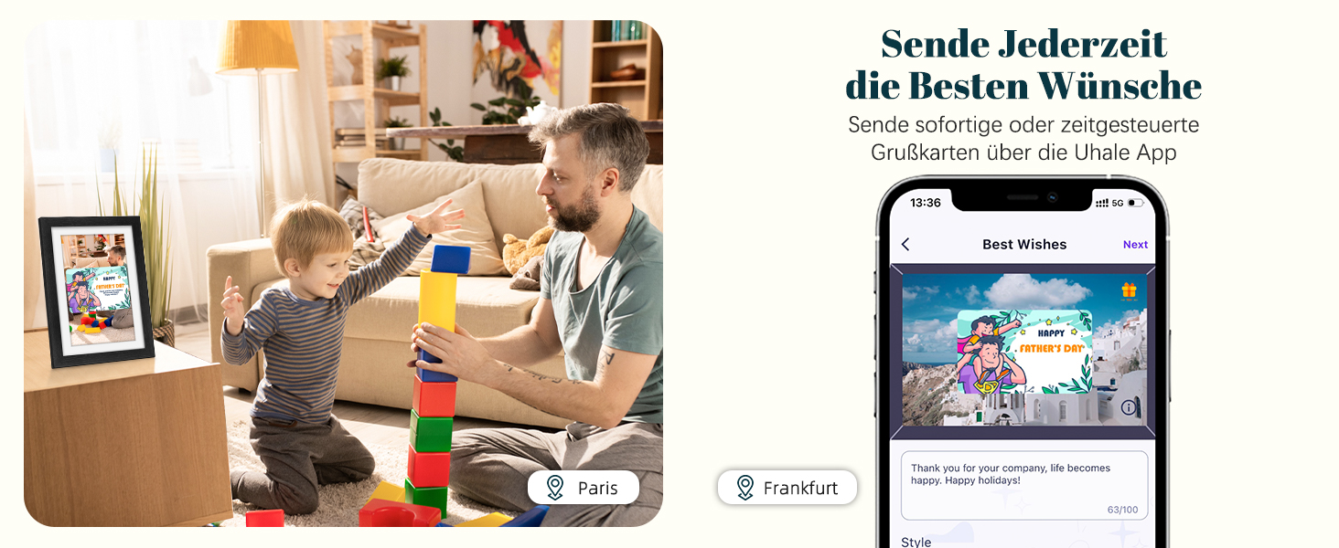 Цифровий фоторамка Eptusmey 10.1 дюйма з Wi-Fi, корпус з дуба, 32GB, IPS Touchscreen, підтримка Uhale APP, для подарунків, білий дуб