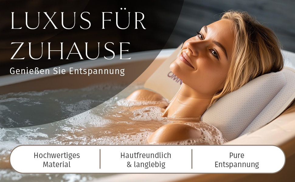 Подушка для ванни Omniverse Ganzkörper 125×40 см, для зросту 160–180 см, для гладких поверхонь, швидковисихаюча, для чутливої шкіри, біла