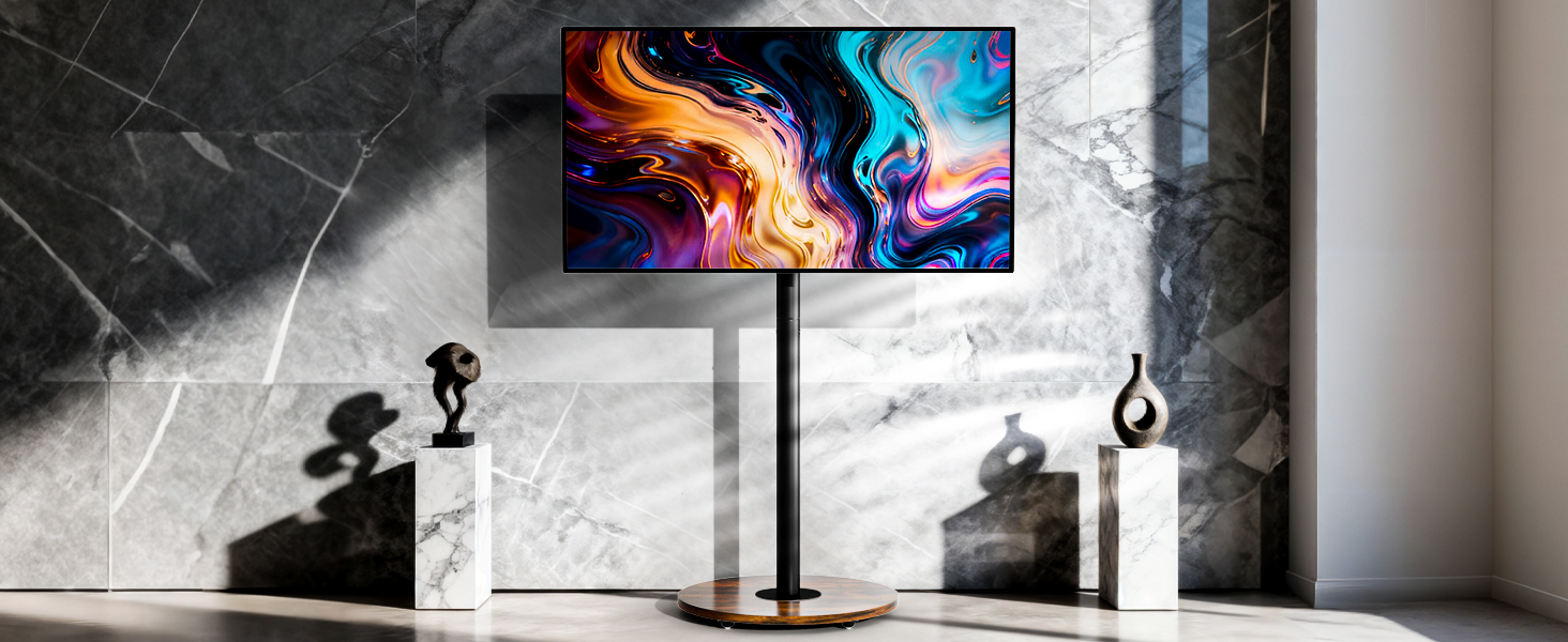 Підставка для телевізора Unho з регульованою висотою та коліщатками, для екранів 40-75 дюймів, VESA 600x400 мм (чорний)