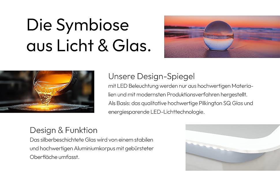 Дзеркало для ванної кімнати Talos Horizon LED 50x70 см з підсвічуванням, нейтрально-білим світлом та алюмінієвою рамою