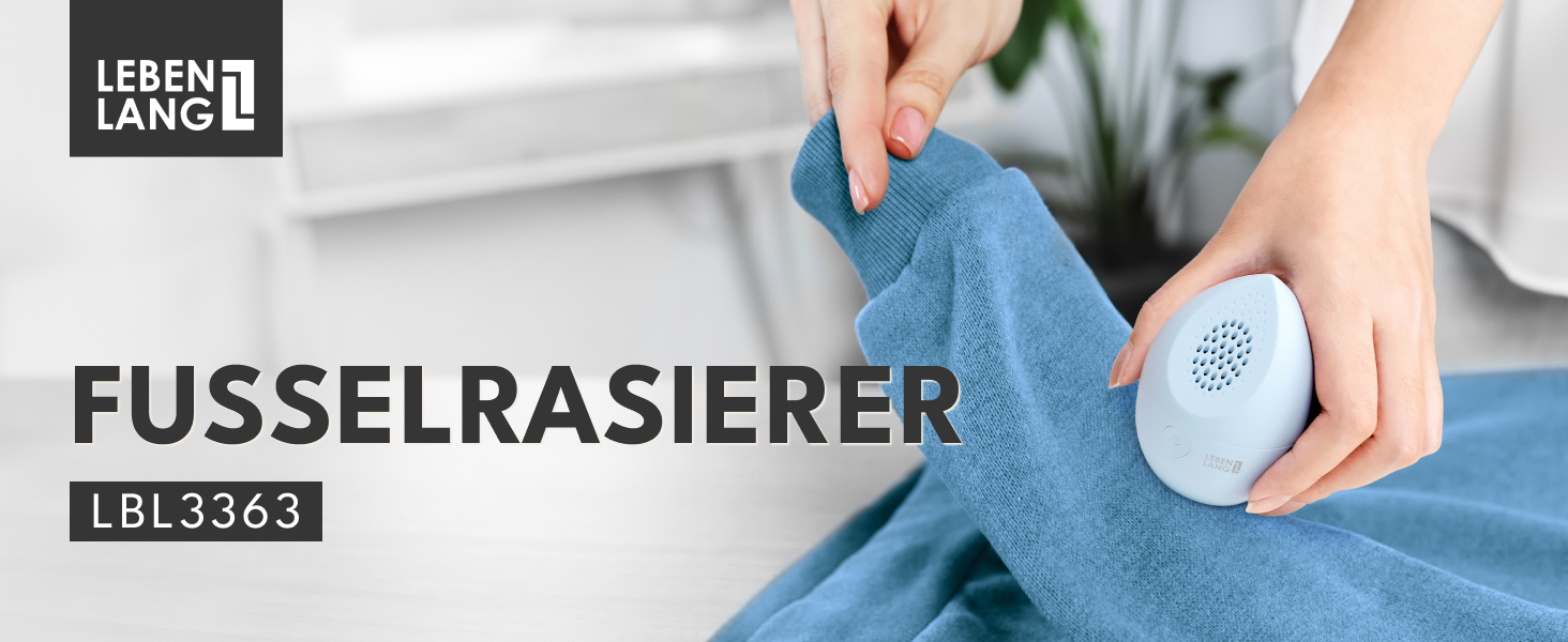 Електричний міні-фільтр для одягу LEBENLANG - з запасними лезами та пензликом для чищення | Видалення ворсу та пуху | Підходить для вовняних виробів (Блакитний, 400mAh)