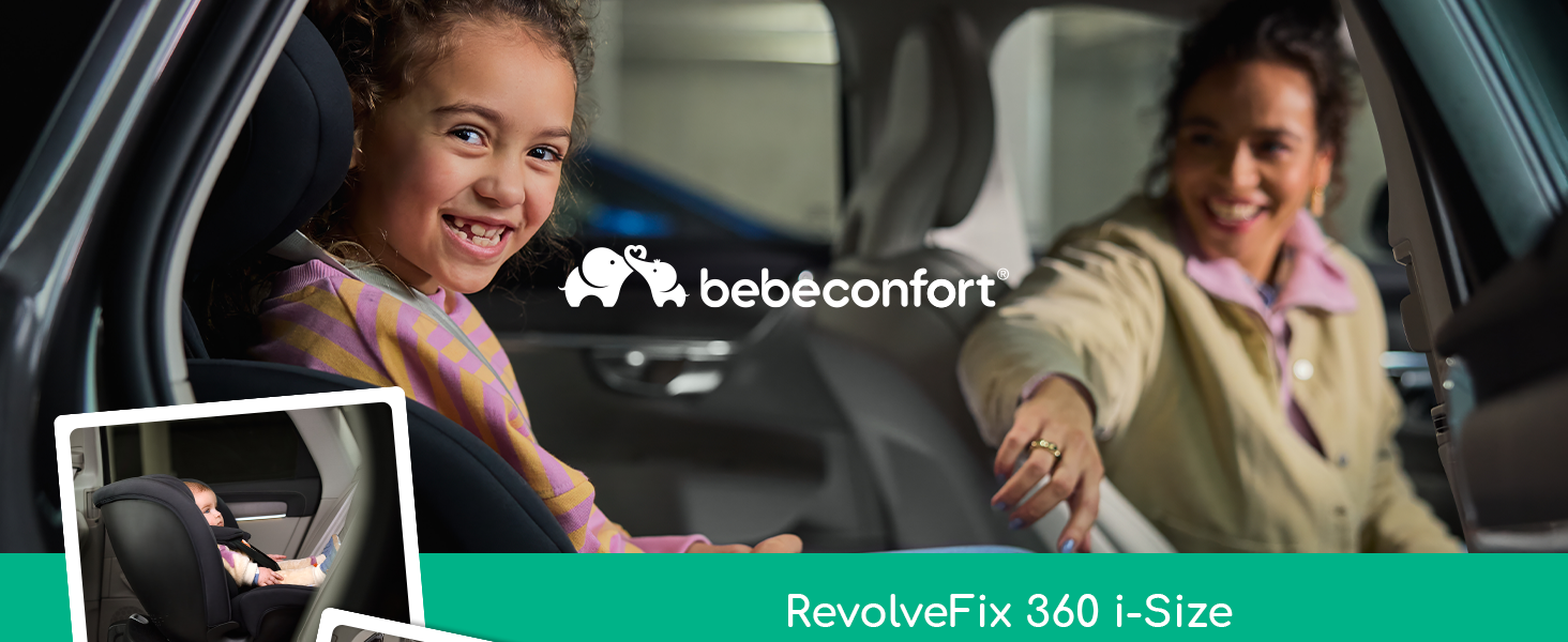 Дитяче автокрісло Bebeconfort RevolveFix 360 i-Size (40–150 см), поворотне, колір Full Black