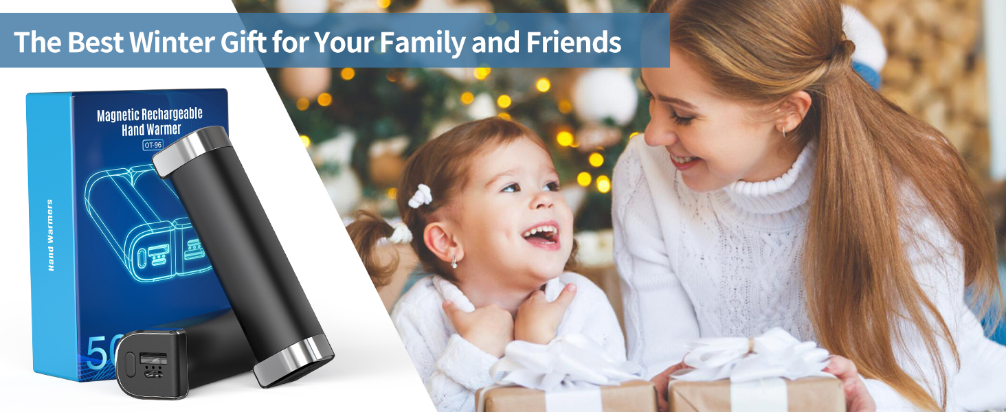 Електричні грілки для рук 5000mAh (2 шт.) - багаторазові, для активного відпочинку, зимовий подарунок для дітей, жінок та чоловіків (чорний)