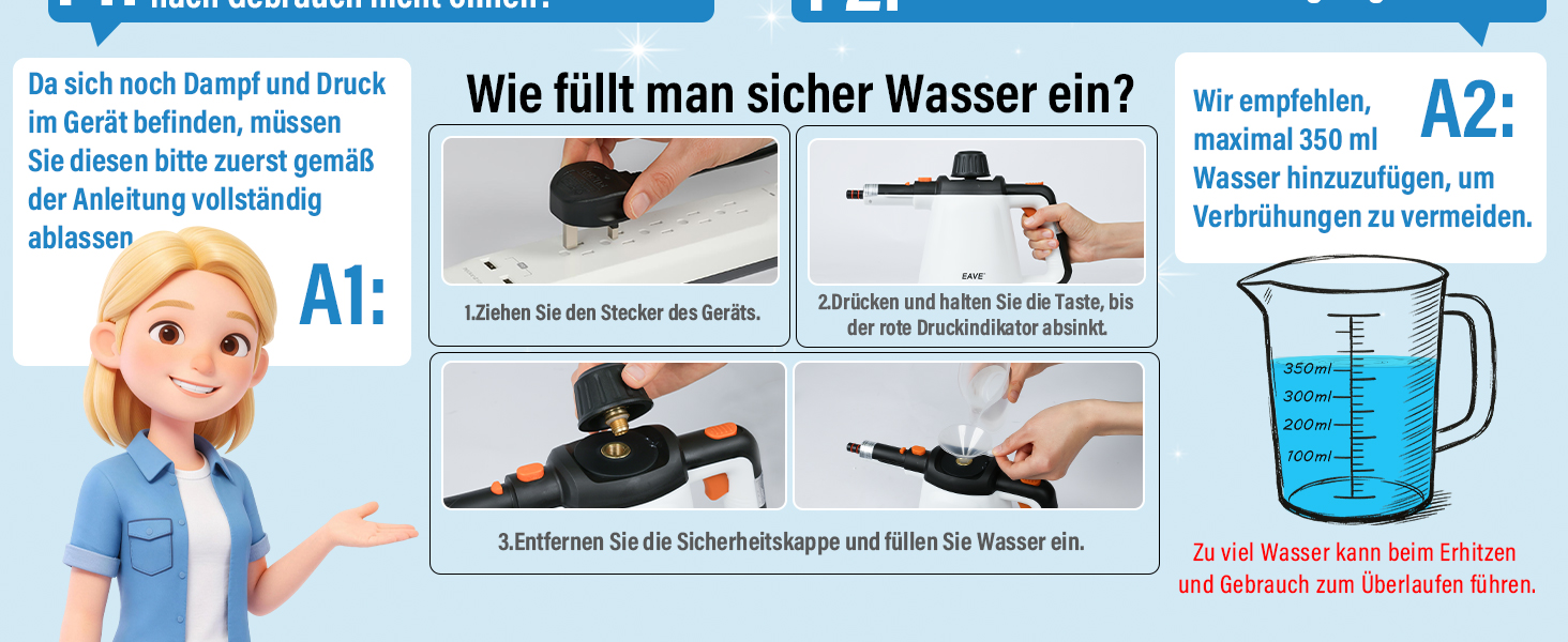 Портативний пароочисник 110°C: ефективне очищення, універсальний пристрій з 10 насадками та 5м кабелем. Ідеально для диванів, килимів, швів та видалення жиру. Колір: білий