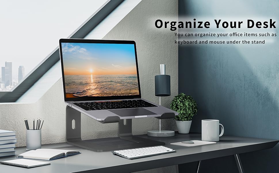 Підставка для ноутбука Orionstar, ергономічна, алюмінієва, з вентиляцією, сумісна з MacBook, Samsung, 10-15.6 дюймів, чорна