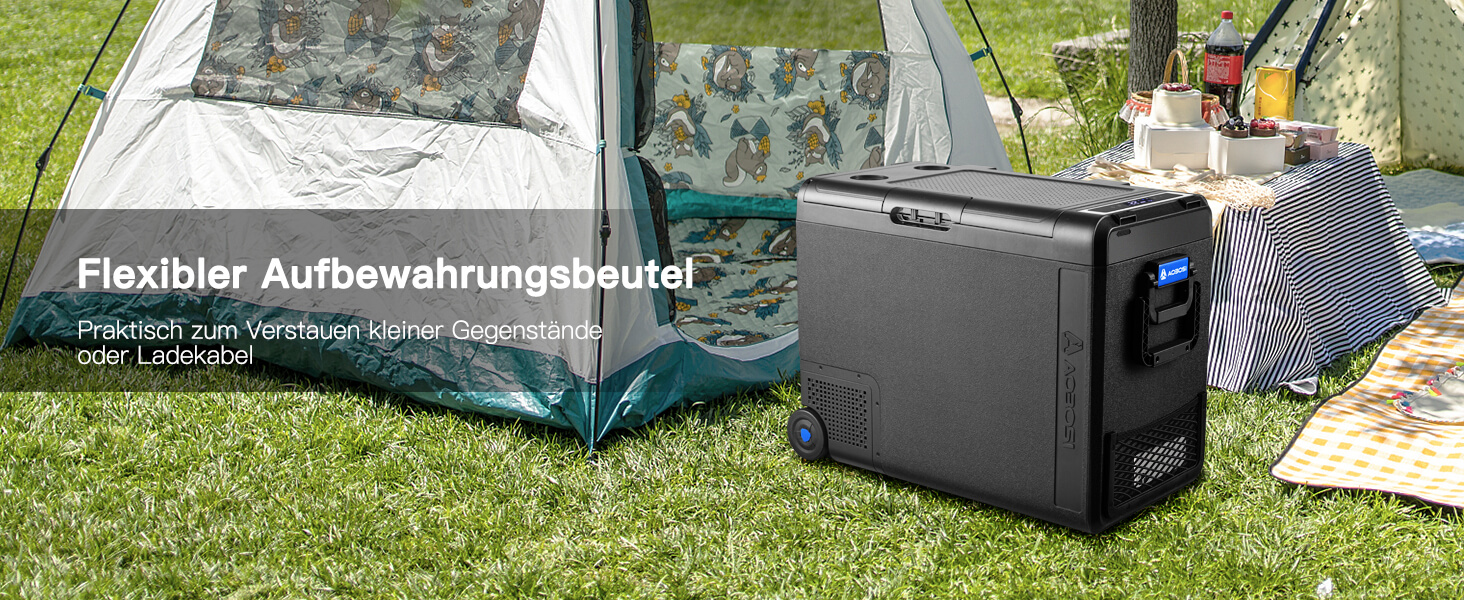 Автомобільний компресорний холодильник AAOBOSI 58L (-20°C/+20°C) з USB, 12/24V/230V для авто, вантажівок, човнів, кемпінгу та риболовлі, чорний