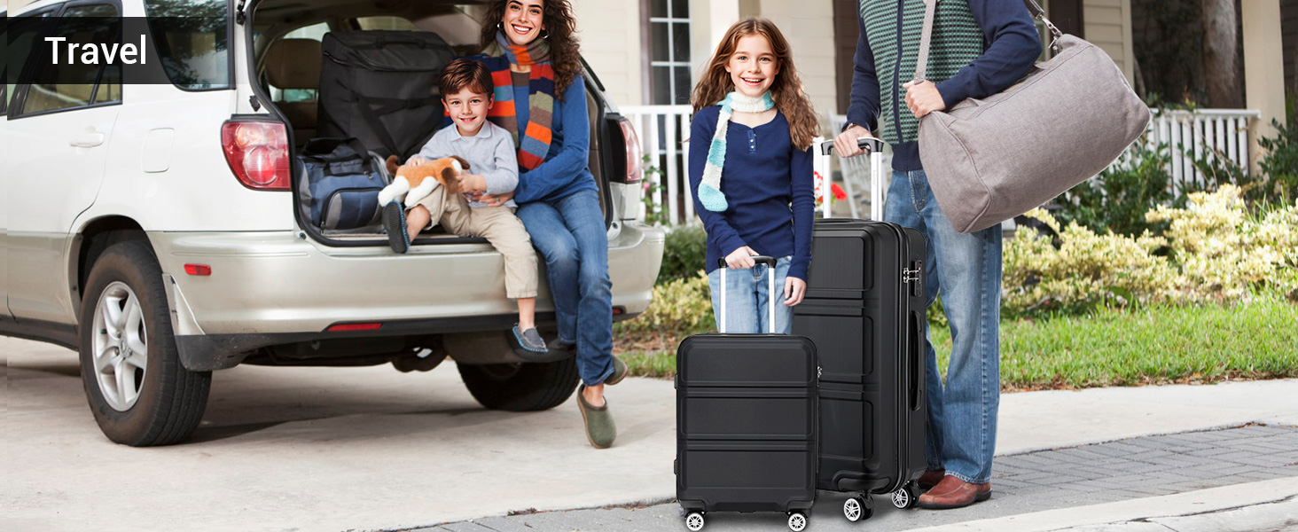 KONO Чемодан-валіза на колесах L (65 см) Чорний