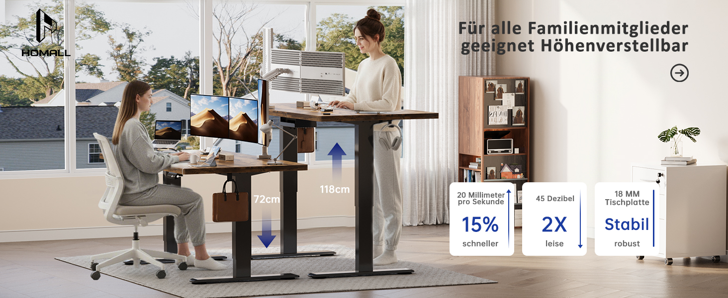 Регульований стіл Homall 200x80 см з USB-портом, електричний, з органайзером для кабелів, пам'ять налаштувань, комп'ютерний стіл