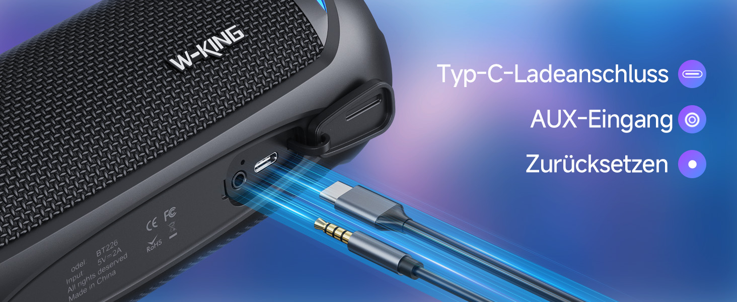 W-KING Портативна Bluetooth Колонка 36W з 360° Звуком, IPX6 Водовідштовхування, AUX, 30 годин роботи, для дому, відпочинку, подорожей та гольфу