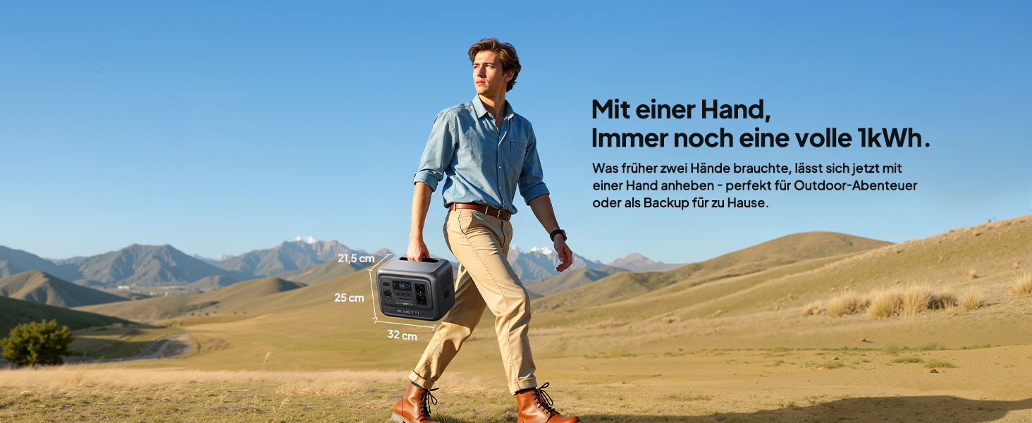 Портативна електростанція BLUETTI Elite 100 V2: 1024Wh, LFP акумулятор, 1800W (3600W пік), для кемпінгу та резервного живлення