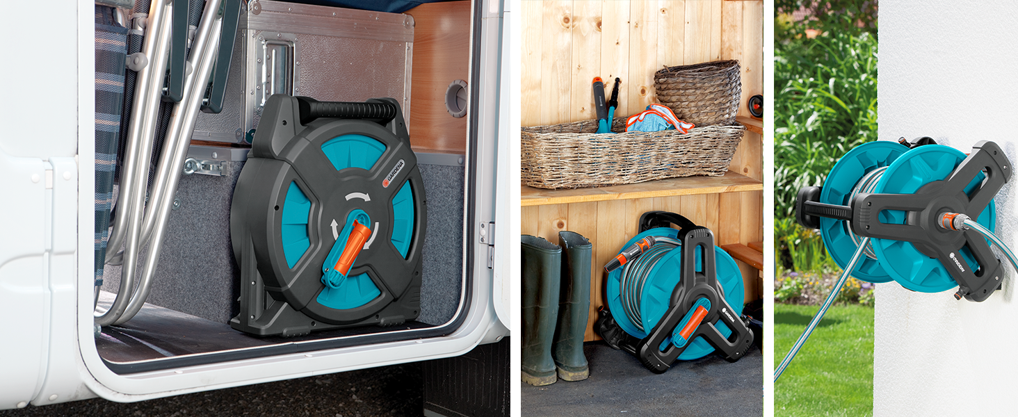 Набір Gardena Classic 15: шланг 15 м, касета для шланга, для кемпінгу, автодому, спорту, адаптери