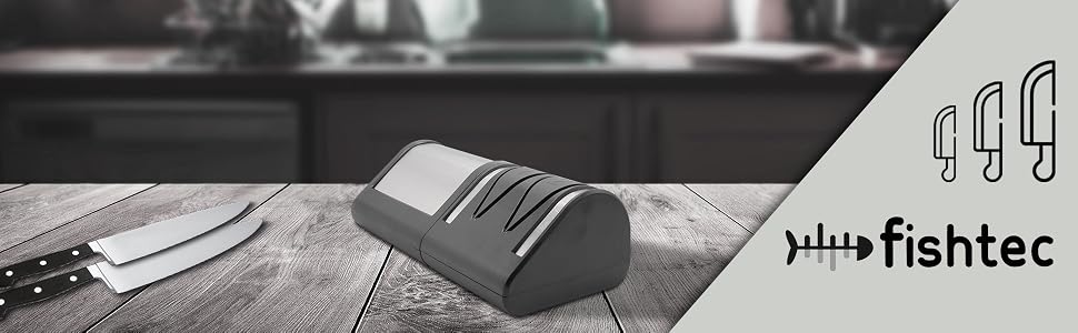Електричний точило для кухонних ножів FISHTEC з діамантовими дисками, 2 рівні заточування та полірування для металевих та керамічних ножів, дерево, 21 см