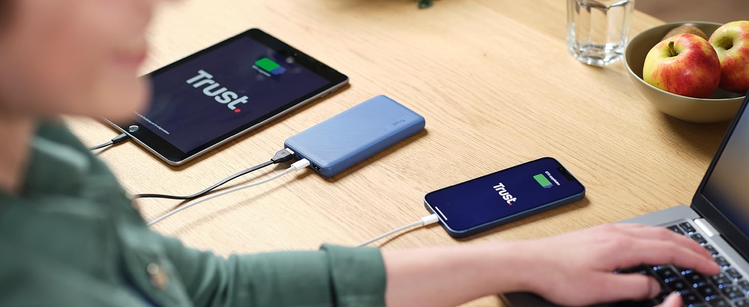 МАг, швидка зарядка, USB-C, стійкий, портативний зарядний пристрій, синій, 20000