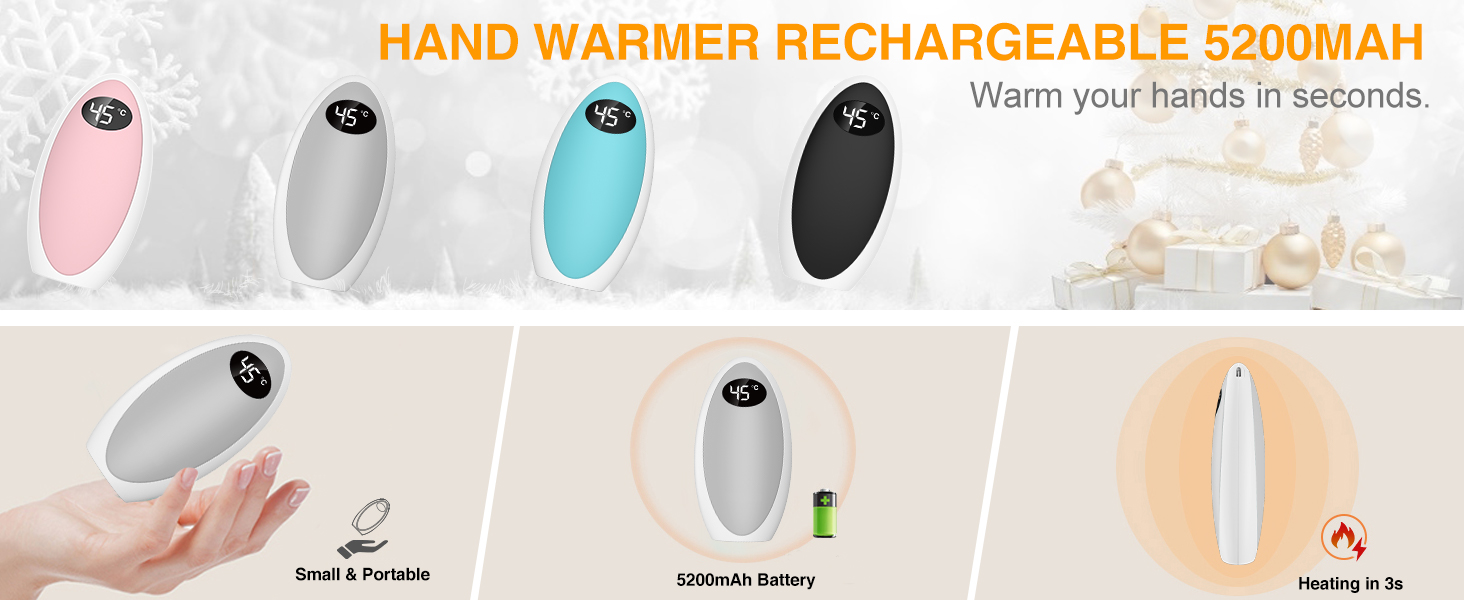 Електричний грілка для рук Powerbank 5200mAh, USB, для кемпінгу, катання на лижах, подарунок на зиму (срібний)