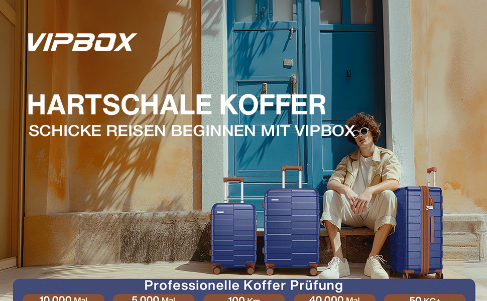 Набір дорожніх валіз Hartschale з полікарбонату (3 шт), розширюваний тролей з колесами та TSA замком, класичний синій