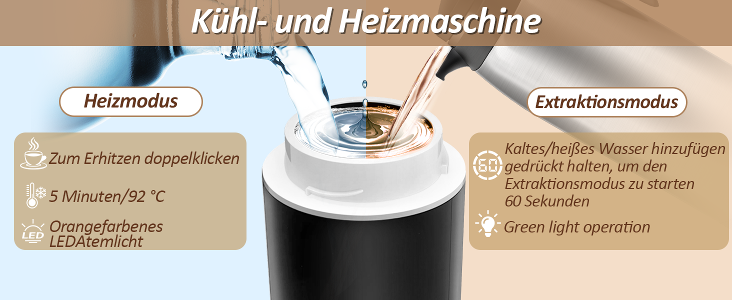 ADOGO Портативна кавомашина для еспресо з акумулятором, 20 Bar, електрична, сумісна з капсулами NS та меленою кавою, для подорожей та кемпінгу