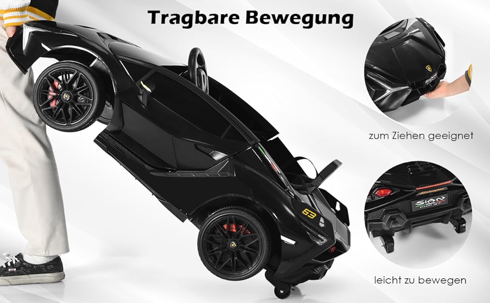 Дитячий електромобіль Lamborghini GOPLUS, з пультом керування, Bluetooth, USB, музика, 3–5 км/год, для дітей 3–8 років, білий/чорний