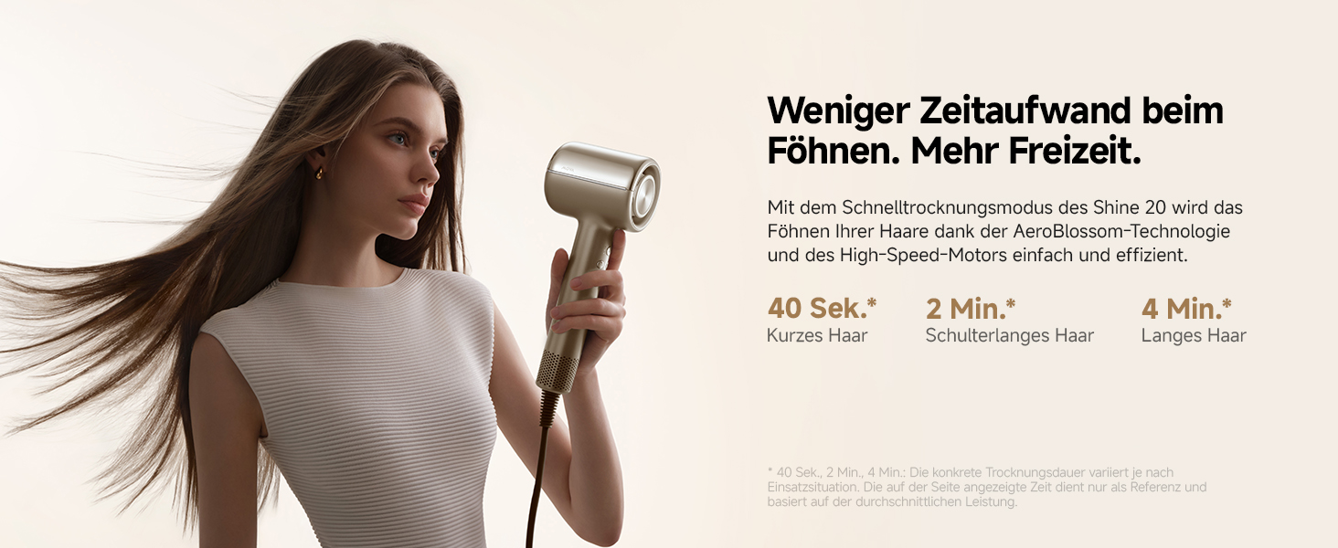 Фен для волосся MOVA Shine 20 з дифузором, високошвидкісним двигуном та плазмовим доглядом, NTC-контролем температури, Gold