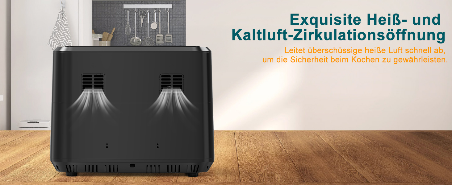 Подвійна фритюрниця без олії з 2 камерами, 10л, 8-в-1, сенсорний екран, таймер, XXL
