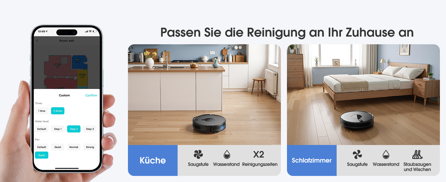 Робот-пилосос BPMIO з функцією миття підлоги та станцією самоочищення, потужність всмоктування 6500Pa, навігація LiDAR, час роботи 180 хвилин, ідеально підходить для шерсті тварин, килима та твердих підлог (B40 Plus)