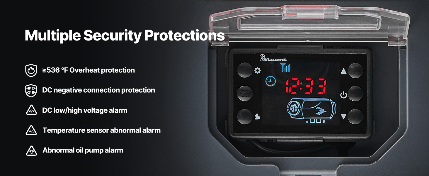 Дизельний опалювач VEVOR 8 кВт, 12/24V, портативний, з Bluetooth, пультом ДУ та LCD, 5л бак, для вантажівок та автодому