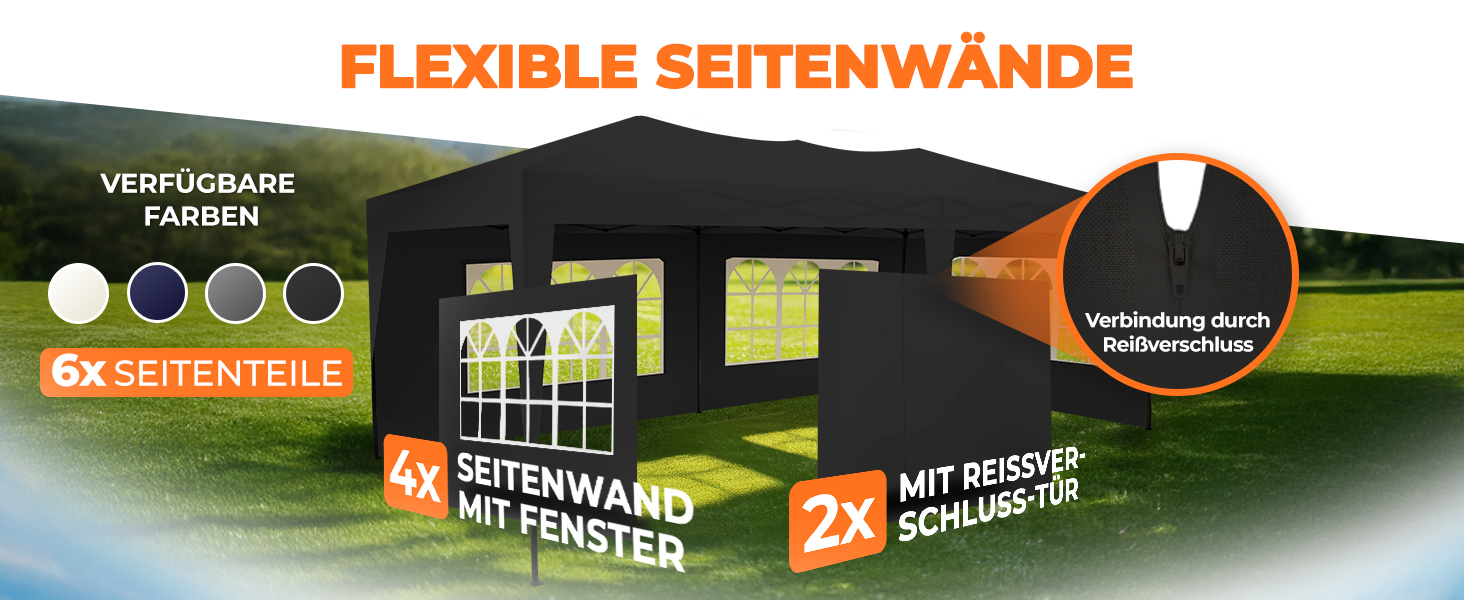Павільйон Kronenburg розкладний, 3x3 м, водонепроникний, захист від сонця UV 50+, колір шампань, з 4 боковими частинами