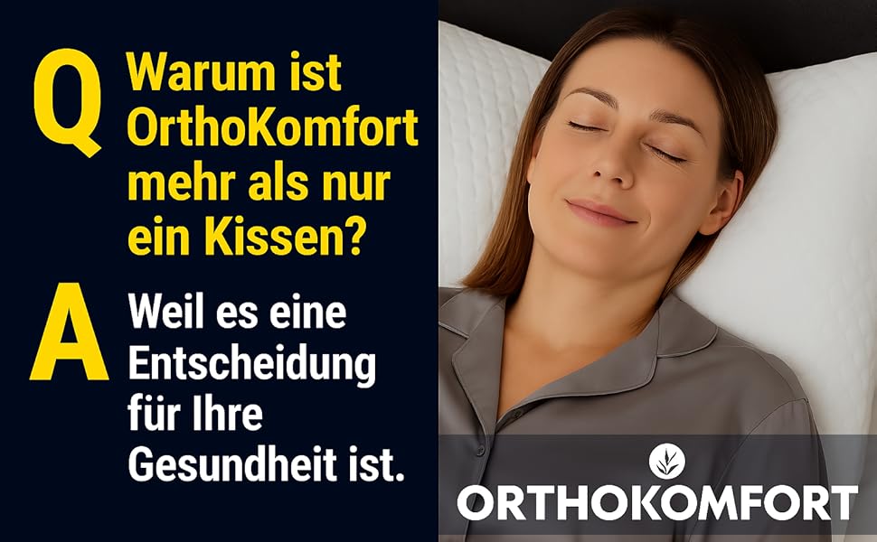 Ортопедична подушка OrthoKomfort® Memory Foam для сну на боці та спині | З піною Memory Foam | Сертифікована Oeko-TEX | Знімний чохол | Для здорового сну без болю | Біла подушка