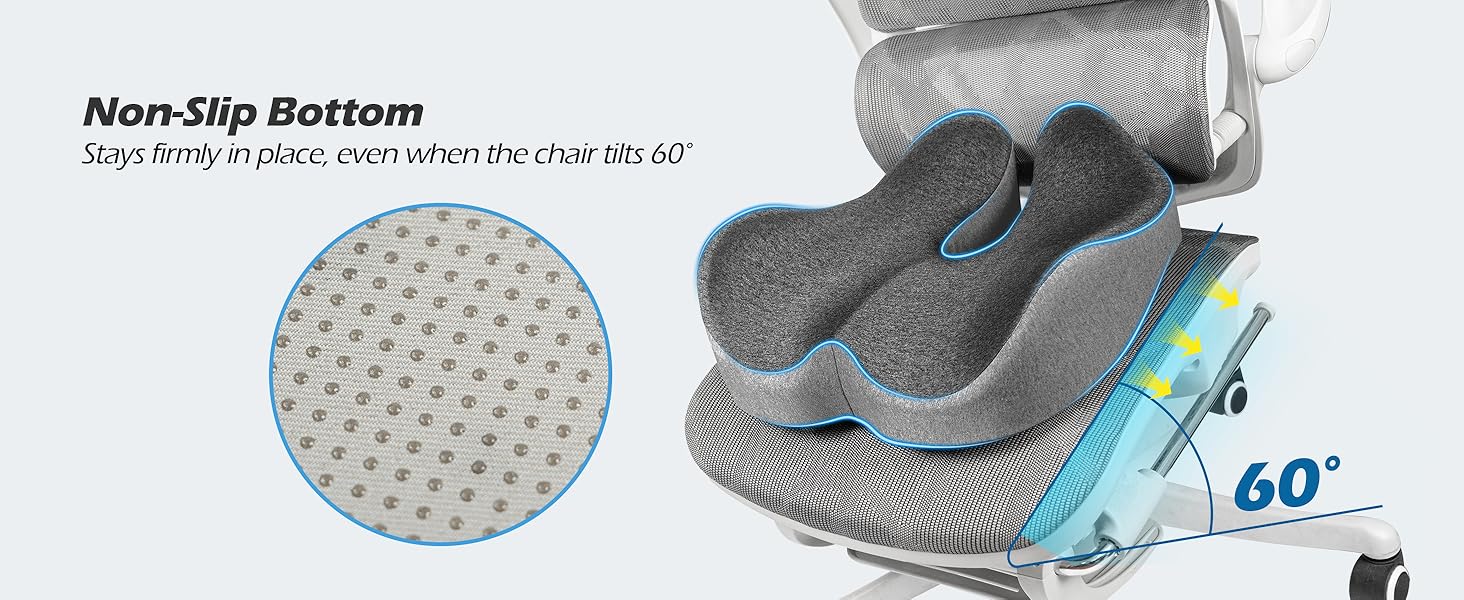 Подушка для офісного крісла Lofty Aim з Memory Foam: ергономічна, для куприка, при болях в спині та сідницях, для офісу, авто, літака, інвалідного візка – чорний та сірий