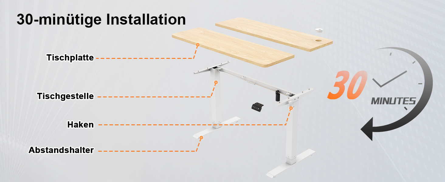 Регульований стіл JUMMICO Standing Desk: електричний, з пам'яттю, 160x70 см, білий (бежева вставка)