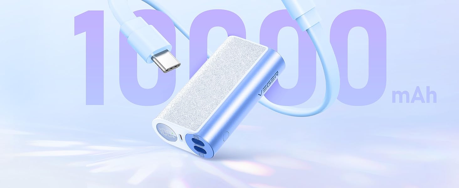 Вт PD, 10000 мАг з кабелем Apple USB-C, LED, сумісний з iPhone/Samsung (синій), 20