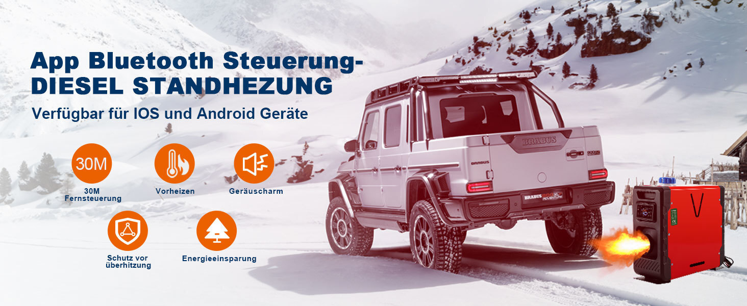 Дизельний обігрівач 8KW 12V з Bluetooth, LCD дисплеєм та пультом дистанційного керування для авто, RV, човнів та караванів, червоний