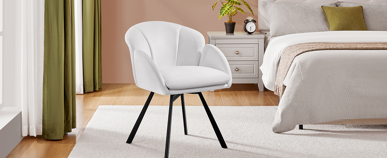 Крісло офісне Yaheetech, біле, 360° обертання, з м'яким сидінням, для дому/офісу