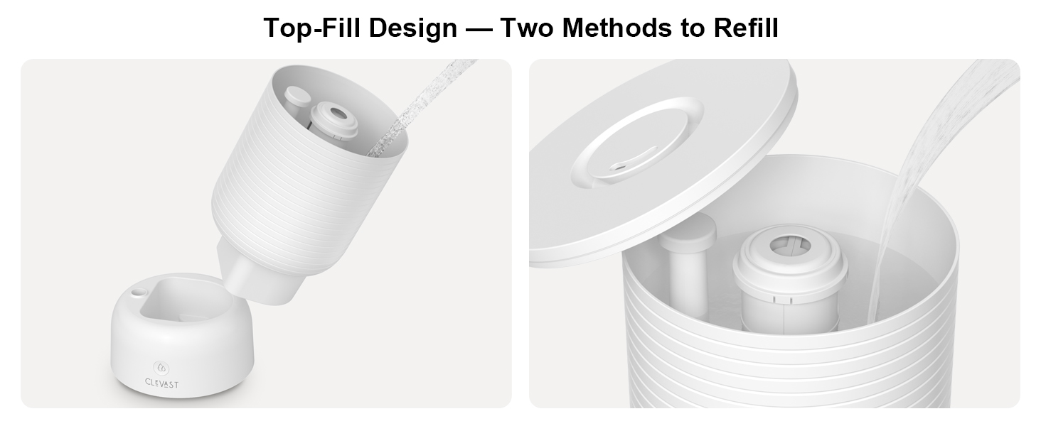 Зволожувач повітря CLEVAST Спальня, Тихий ультразвуковий зволожувач повітря з верхнім наповненням 3 л Cool Mist, Дитяча кімната з аромадифузором, контроль вологості, Wi-Fi Зволожувач повітря для Baby Classic