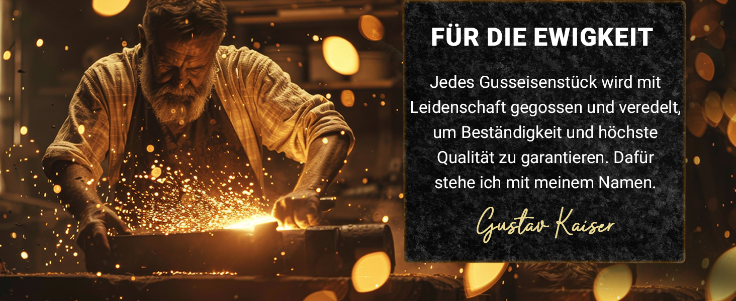 Сковорода-гриль KaiserTal з чавуну 27 см – для стейків та смаження на грилі – сумісна з індукцією, газом та духовкою