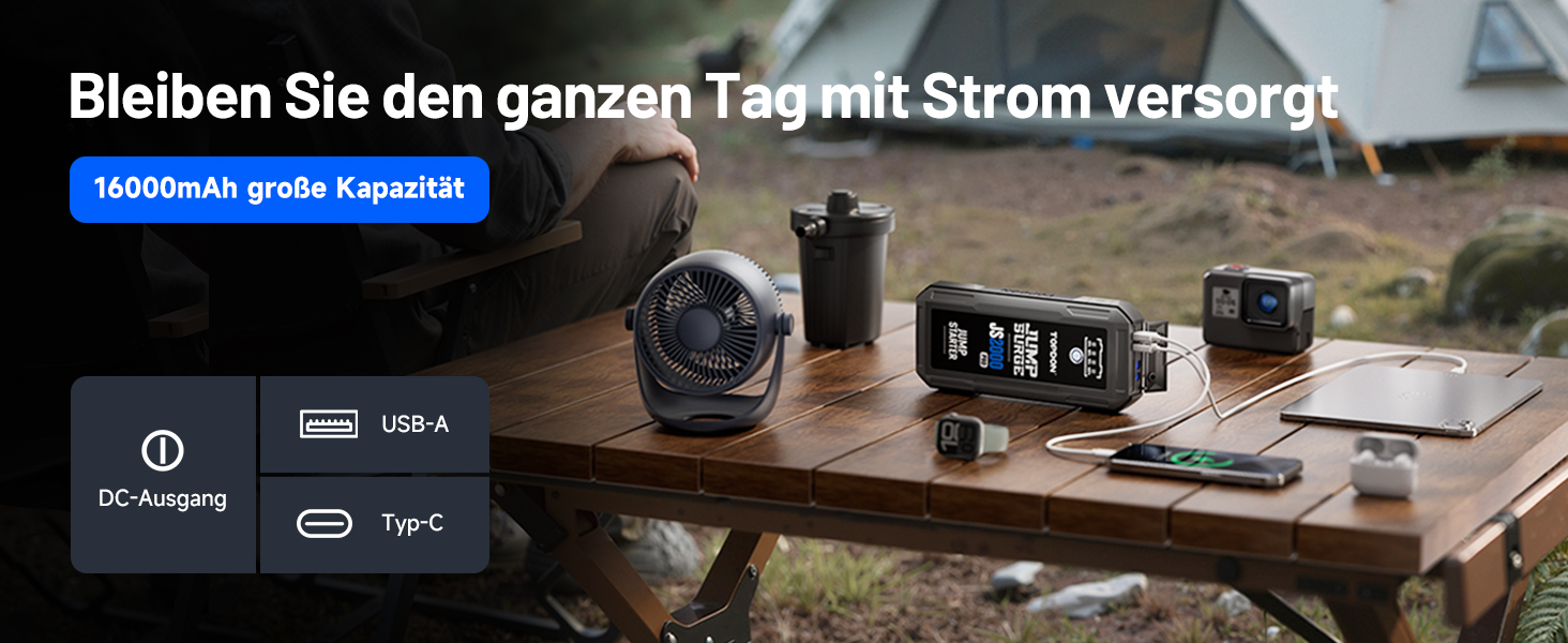 Powerbank TOPDON JS3000 для авто: пускова станція, 24000mAh, 12V, для бензинових та дизельних двигунів (до 9.0L/7.0L)