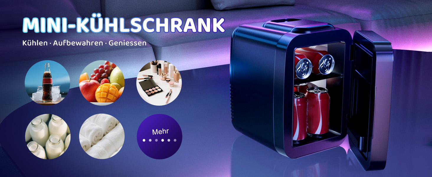 Міні-холодильник LIGIANT MF01C на 4л з підсвіткою (7 режимів), функція охолодження та підігріву, AC/DC, для авто, офісу та геймерської кімнати, чорний