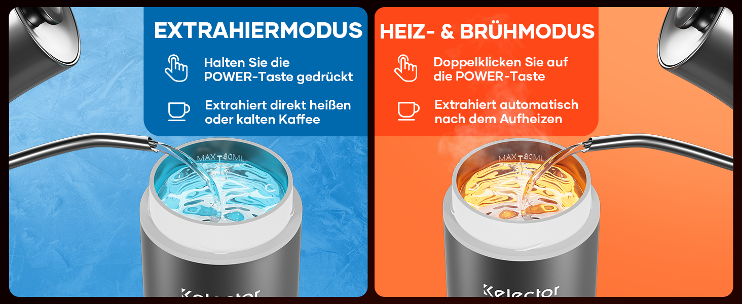 Портативна кавомашина Espresso Kejector з акумулятором: для дому, в подорожах, в авто. 3-в-1: кава, еспресо, капсули. Digital display, металевий сірий.