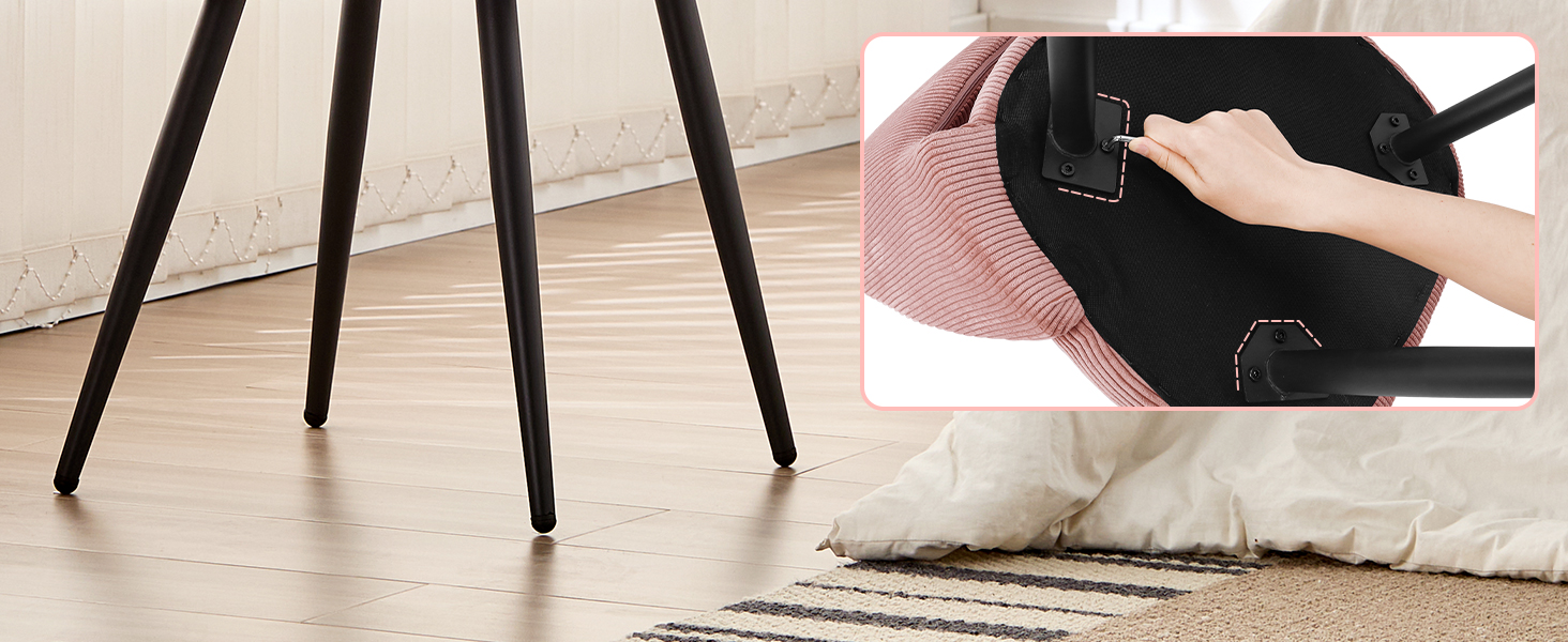 Набір обідніх стільців, кухонний стільчик з тканини Cord, м'які стільці для їдальні, кухні, вітальні та спальні (Рожевий, 2)