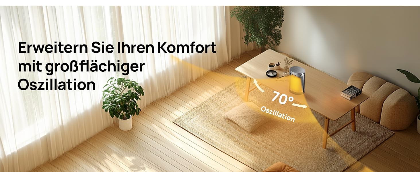 Електричний обігрівач DREO Keramikheizung 318,1500W з термостатом, захистом від перегріву та нахилу, таймером, дитячим замком, економією енергії 40%, тихий, срібний, для спальні, класичний дизайн