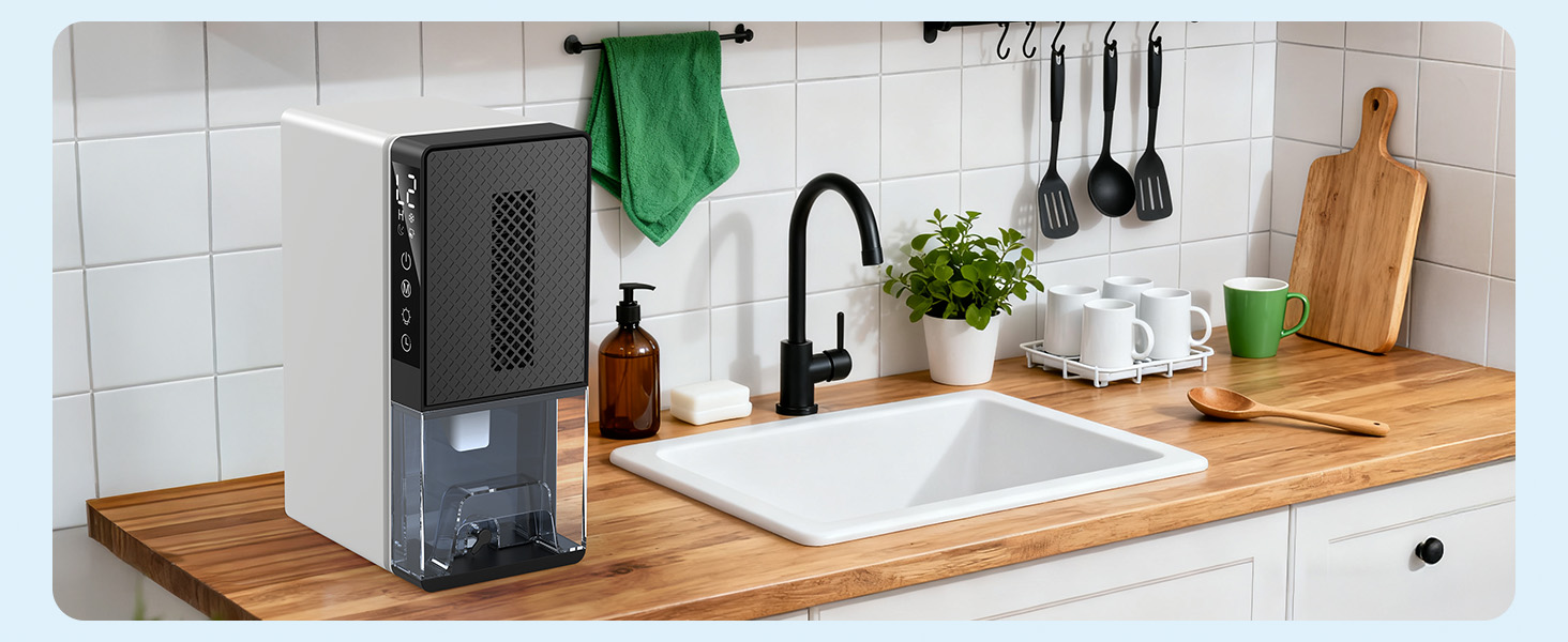 Електричний осушувач повітря 2300 мл з відведенням води, таймером, захистом від інею, світловий колір, режим сну, захист від вологи та плісняви, для спальні, підвалу, квартири, компактний