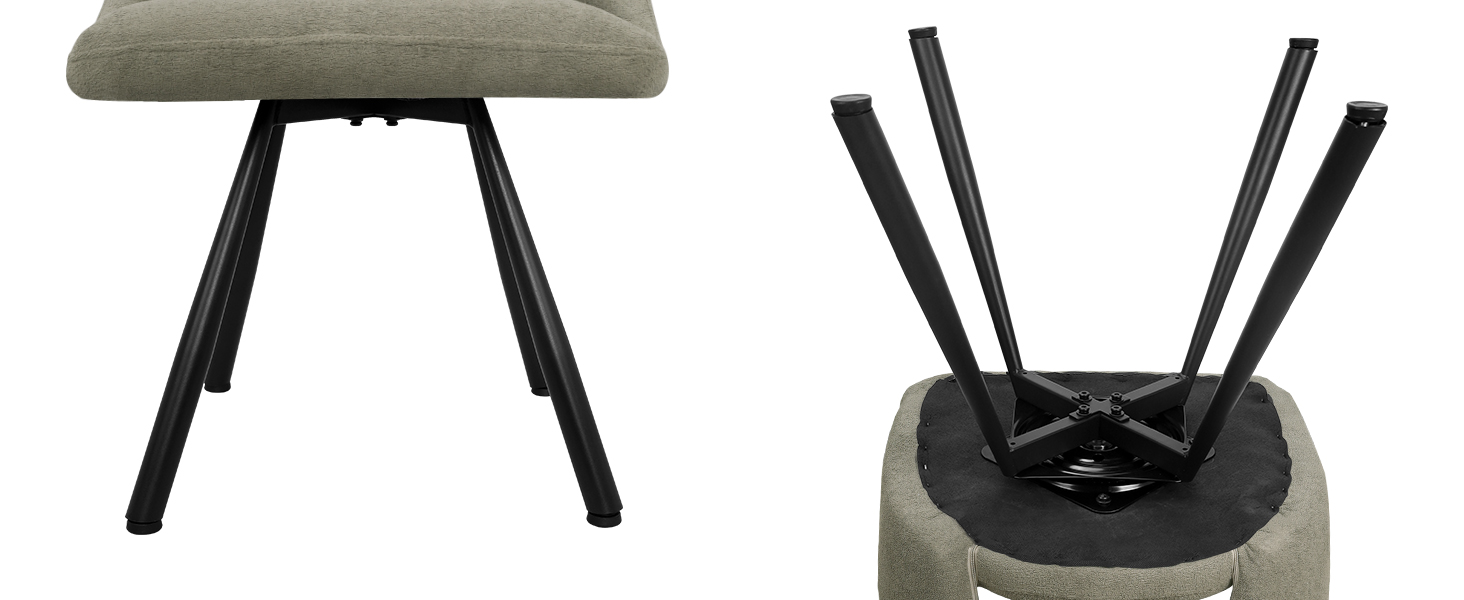 LEWE Комплект з 6 обертових стільців для їдальні, кухонних, вітальні та спальні, ергономічні, без підлокітників, з тканини кашемір, сіро-зелений