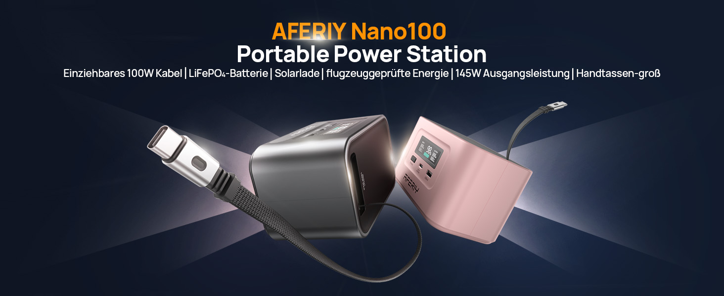 Портативна електростанція AFERIY 100W, 99.2Wh/31000mAh, PD3.0, сонячна зарядка 100W, 6-рівневий захист, для подорожей, кемпінгу, надзвичайних ситуацій